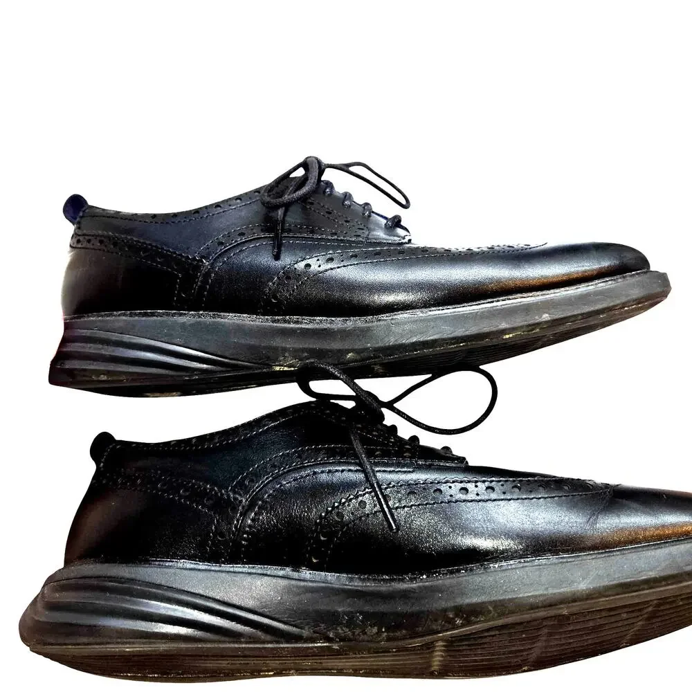 ColeHan 10.5 Goto Winged Oxford Black Men's Dress Shoe 10 1/2
